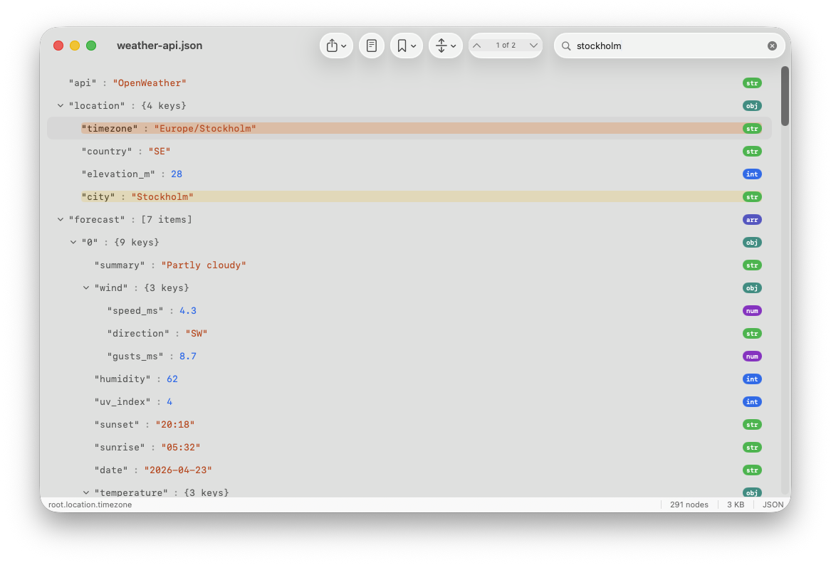 Full-text search with highlighted matches
